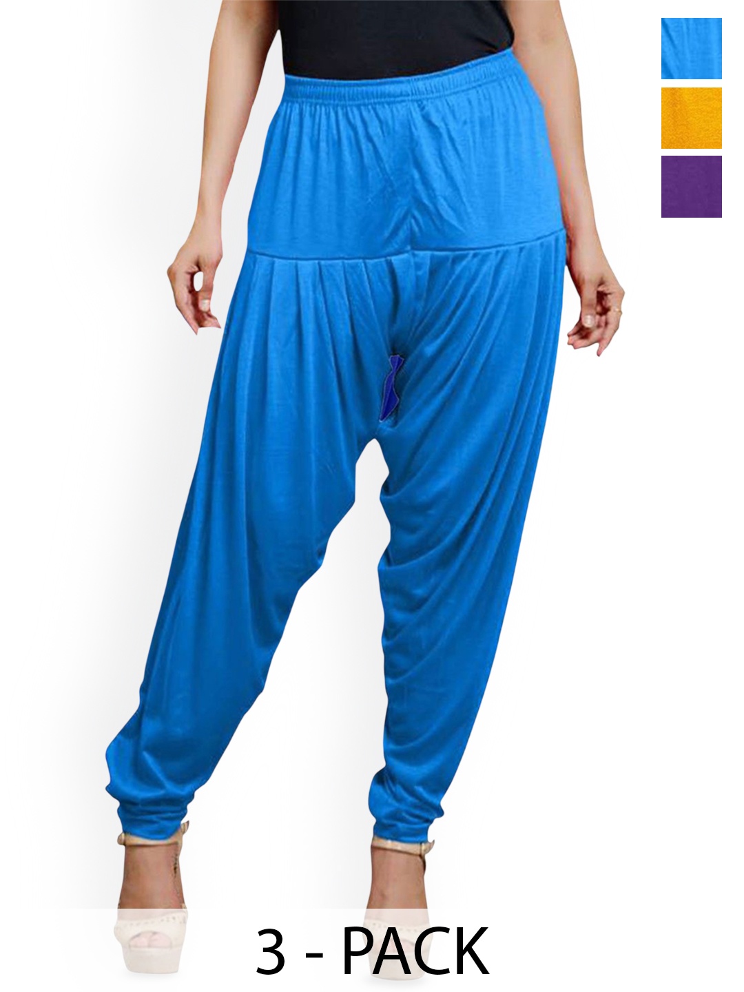 

AFRA GARMENTS Women Pack Of 3 Loose-Fit Patiala, Blue