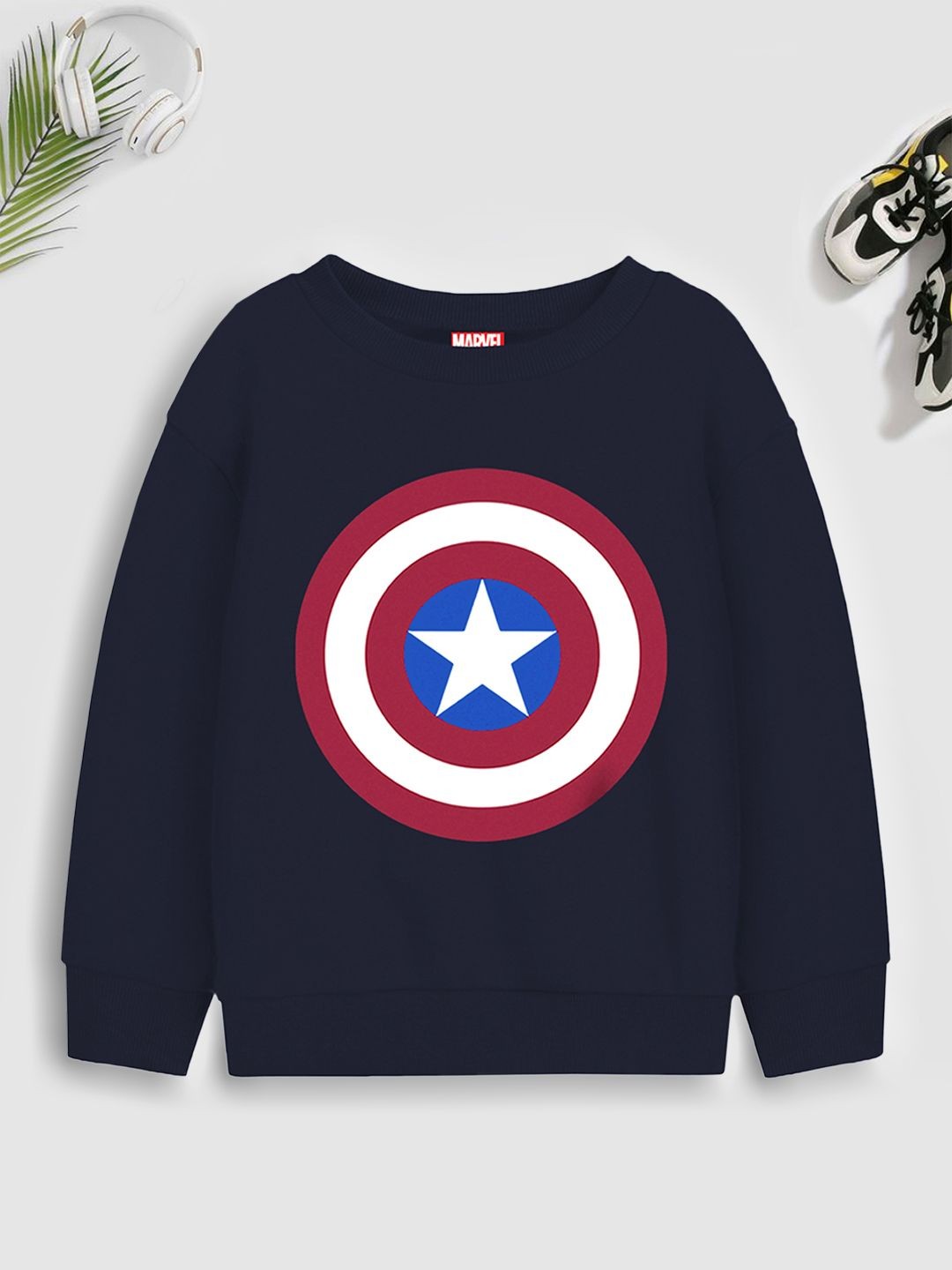 

Marvel by Miss and Chief Boys Printed Round Neck Sweatshirt, Grey
