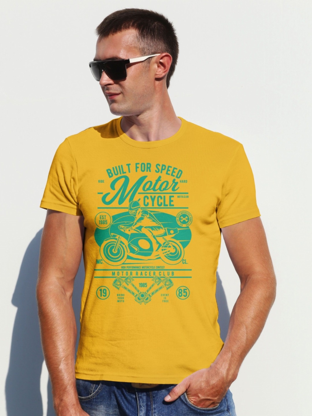 

Moda Rapido Men Graphic Printed Round Neck Cotton T-shirt, Yellow