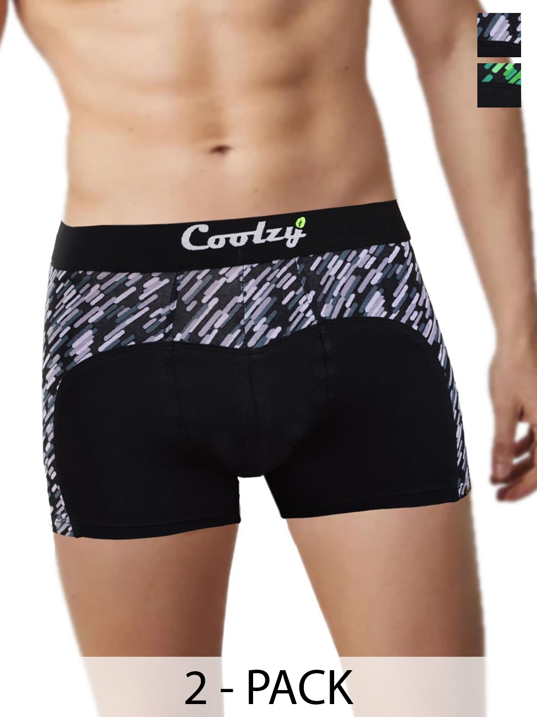 

COOLZY Pack Of 2 Printed Short Trunks EOSHTN2K050-S, Black