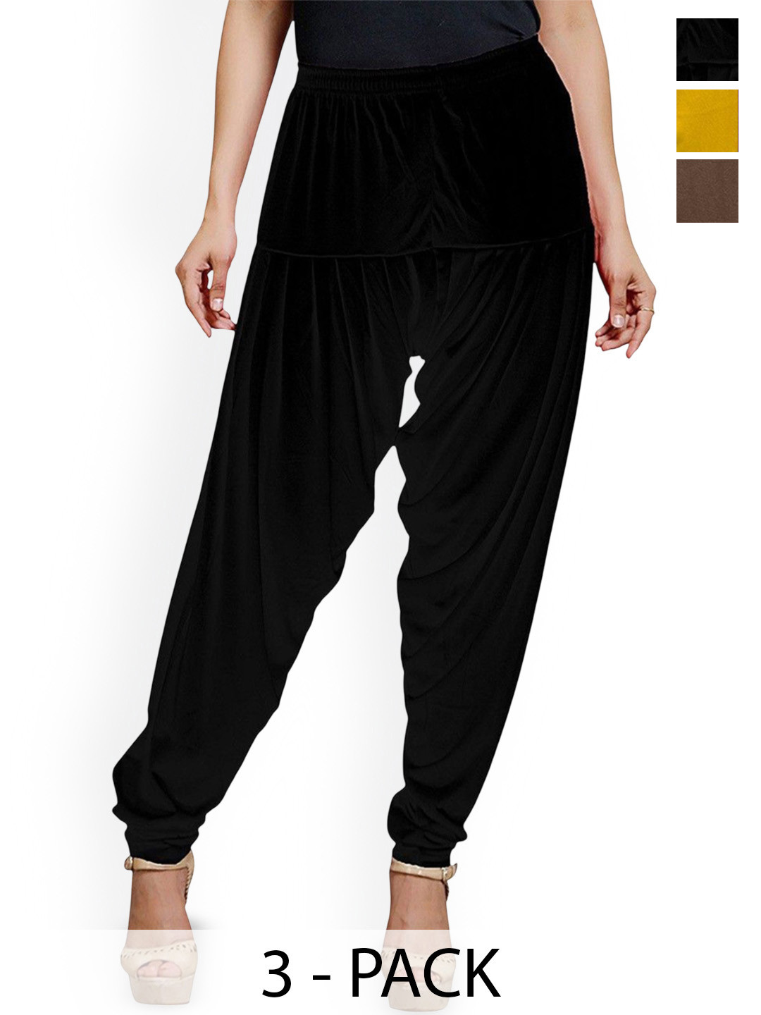 

AFRA GARMENTS Women Pack Of 3 Loose Fit Mid Rise Patiala, Yellow