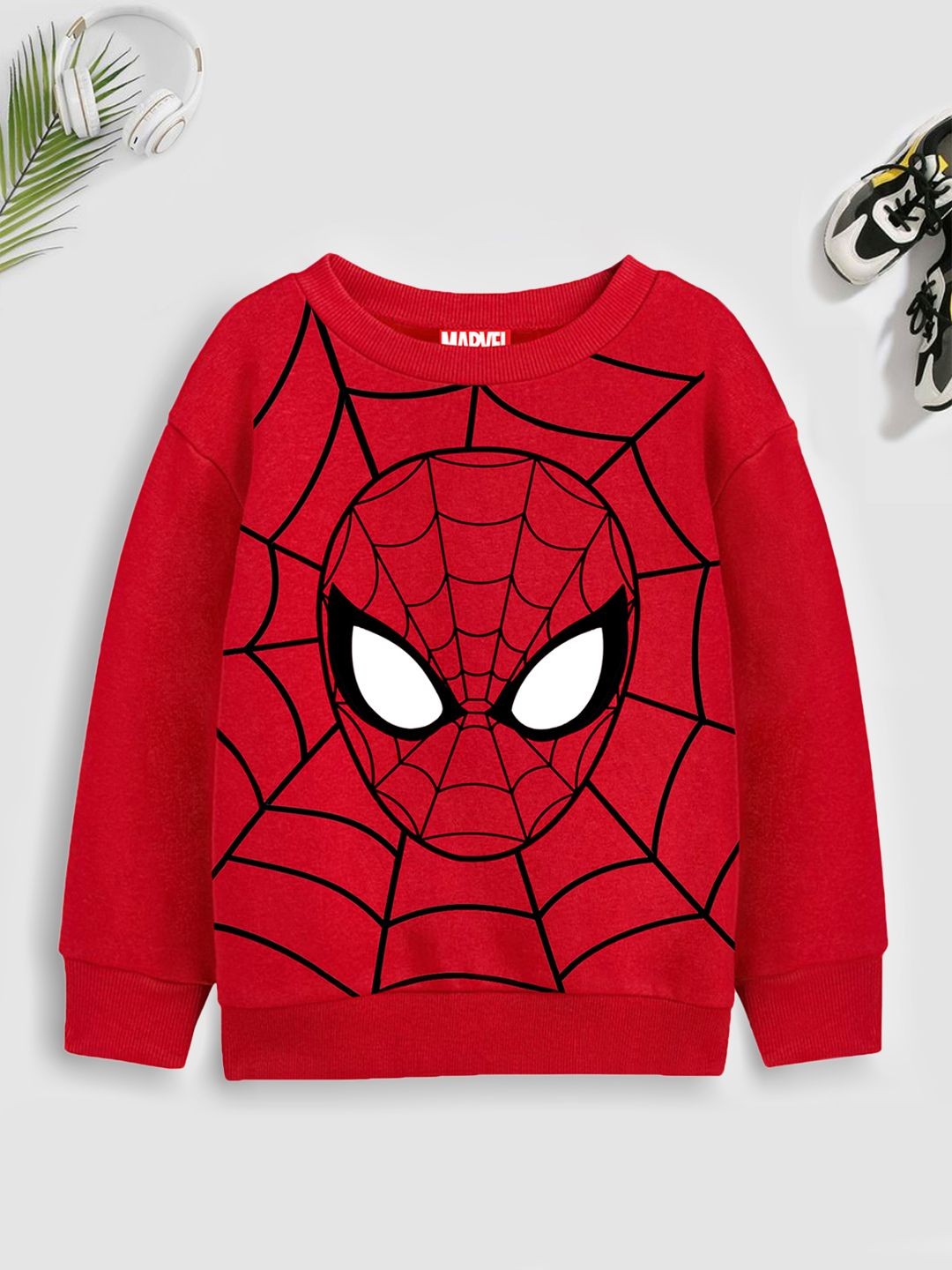 

Marvel by Miss and Chief Boys Graphic Printed Cotton Sweatshirt, Red