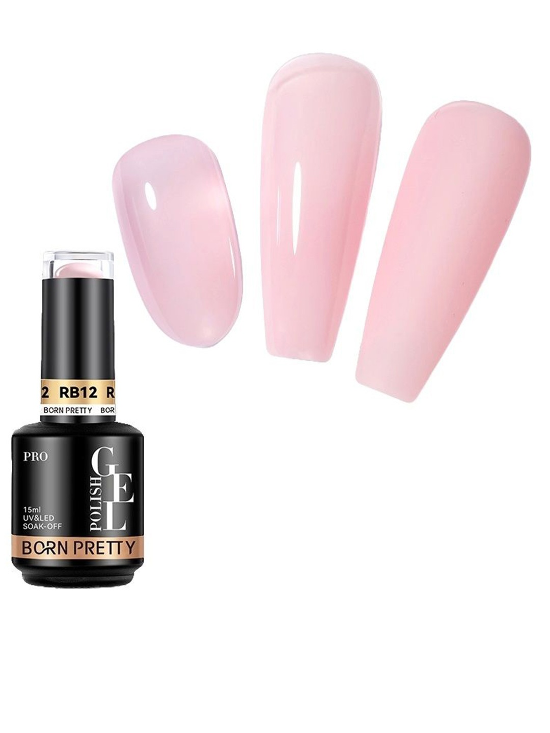

BORN PRETTY Pro Rubber Base Long Wearing UV Gel Nail Polish - 15 ml - RB12, Pink