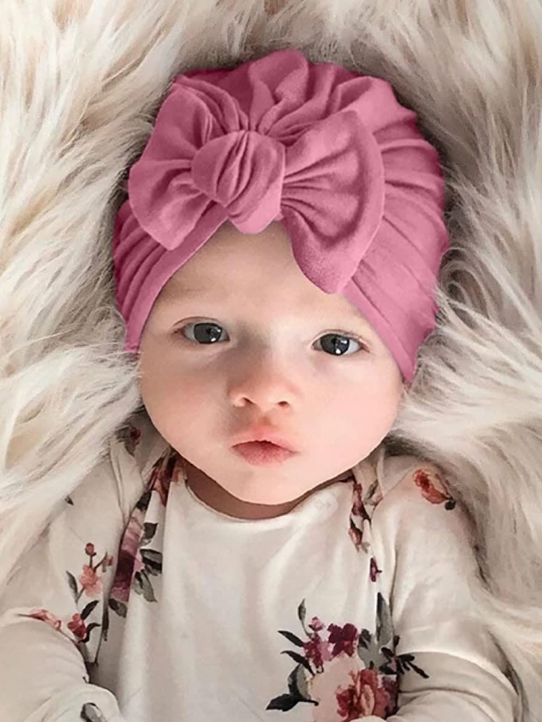 

The Little Lookers Kids Cotton Bow Knot Cap Beanie, Mauve