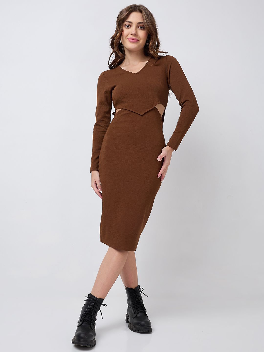 

SZN Women Bodycon Midi Dress, Brown