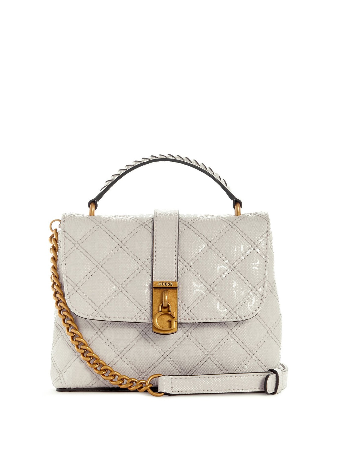 

GUESS Textured PU Bucket Satchel with Quilted, Beige