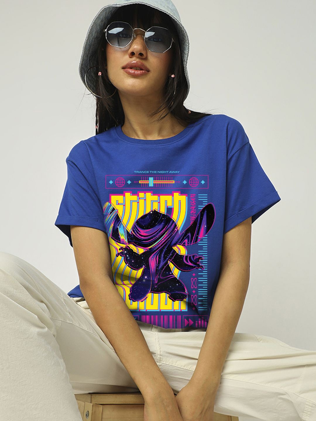 

Bewakoof Women Lilo & Stitch Printed T-shirt, Blue