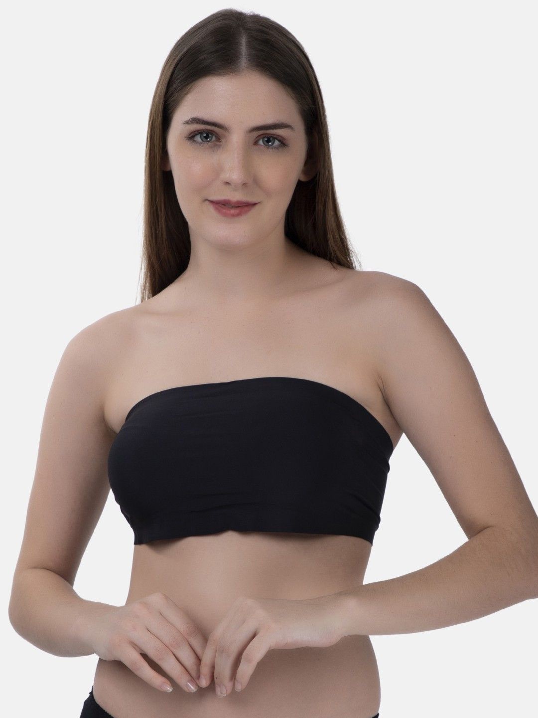 

Poftik Bandeau Bra Medium Coverage Lightly Padded, Black