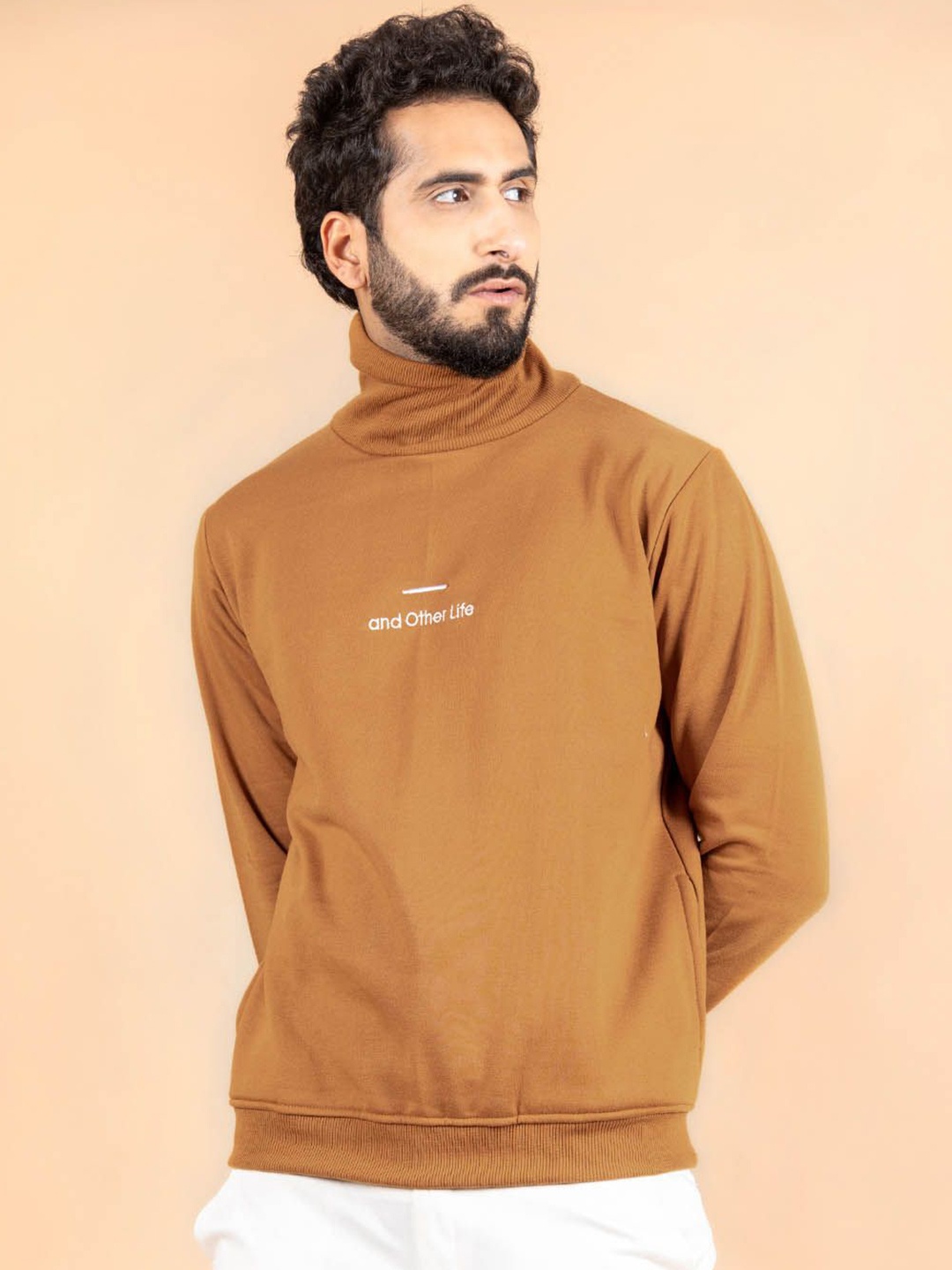 

Tistabene Men Turtle Neck Sweatshirt, Orange