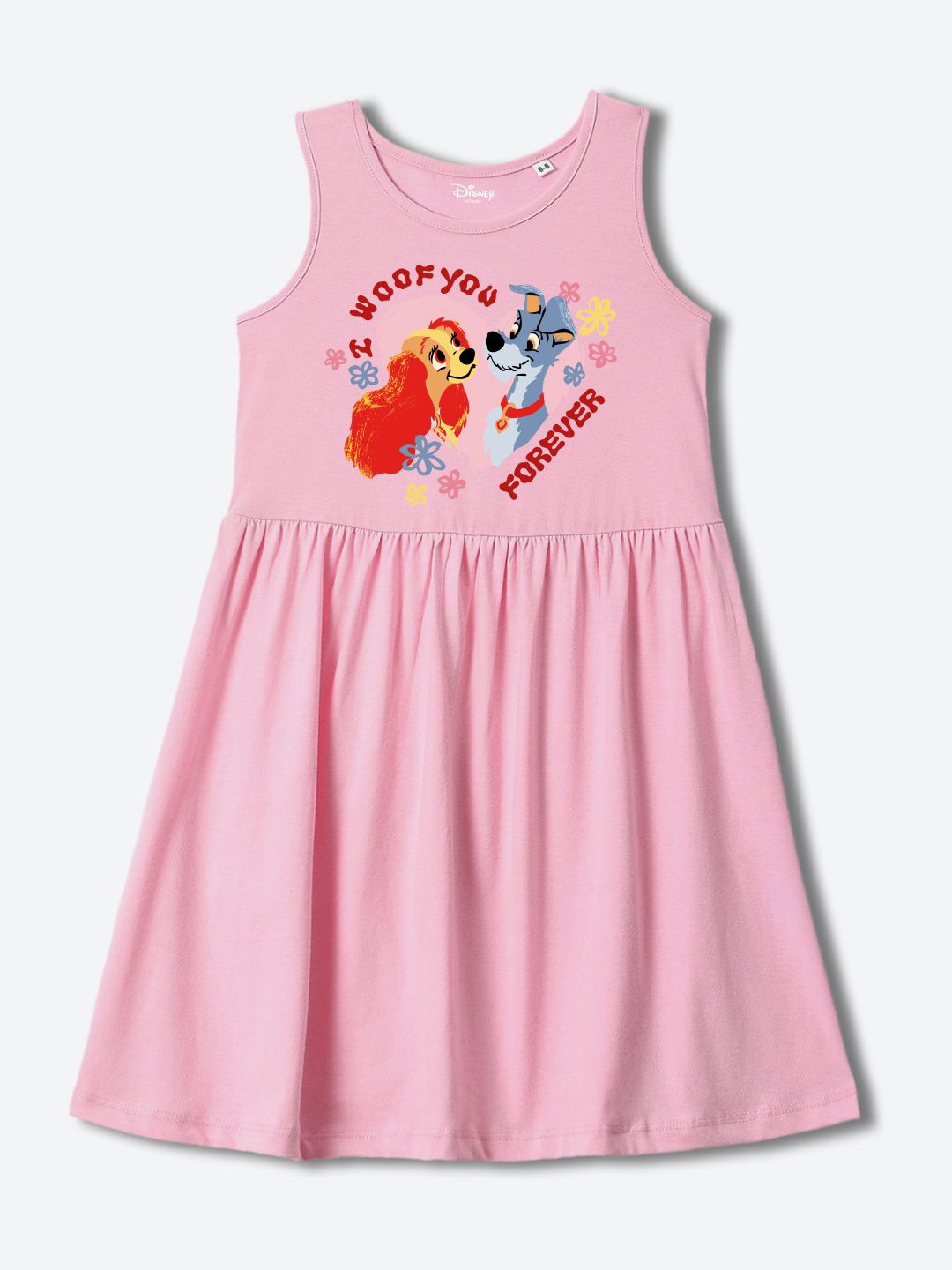 

YK Disney Print Fit & Flare Dress, Pink