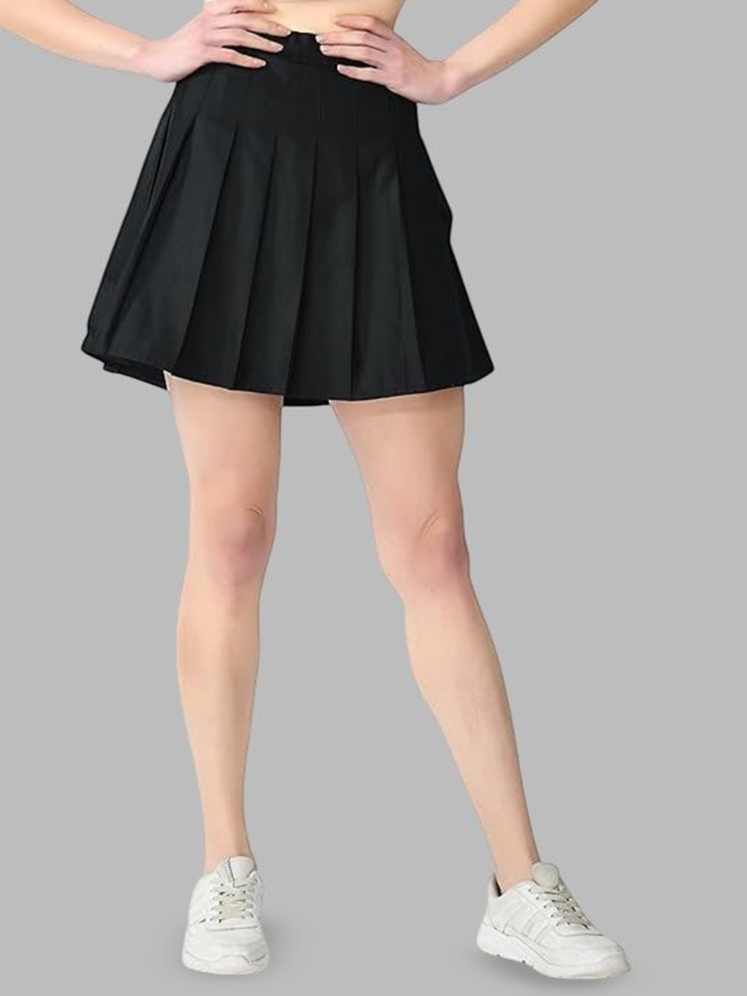 

Swara Craft Women Flared Pleated Skorts, Black