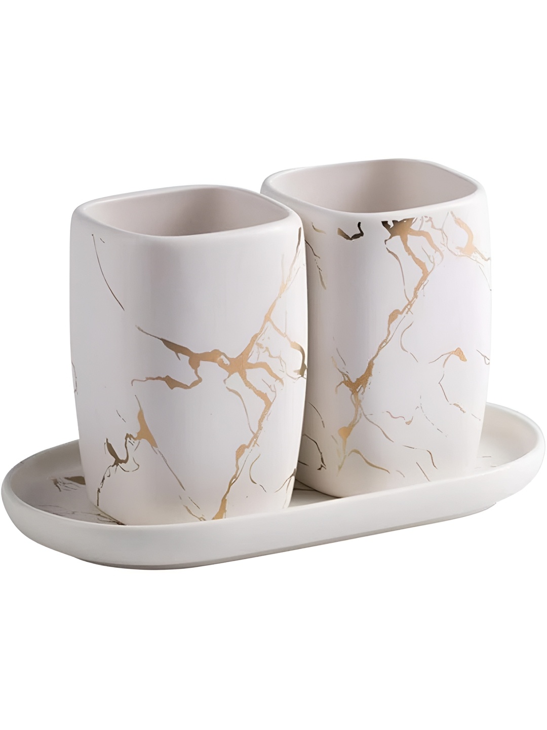 

FabSeasons White & Gold-Toned 2 piece Abstract Ceramic