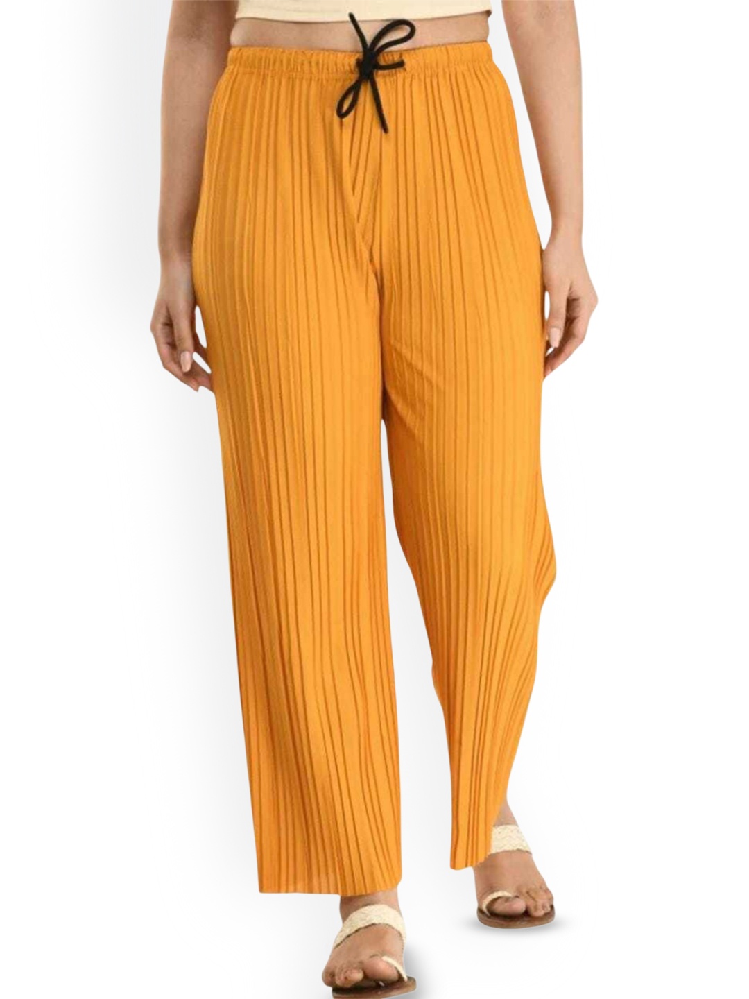 

Purser Women Original Pleated Regular Fit Mid-Rise Cotton Parallel Trouser, Yellow