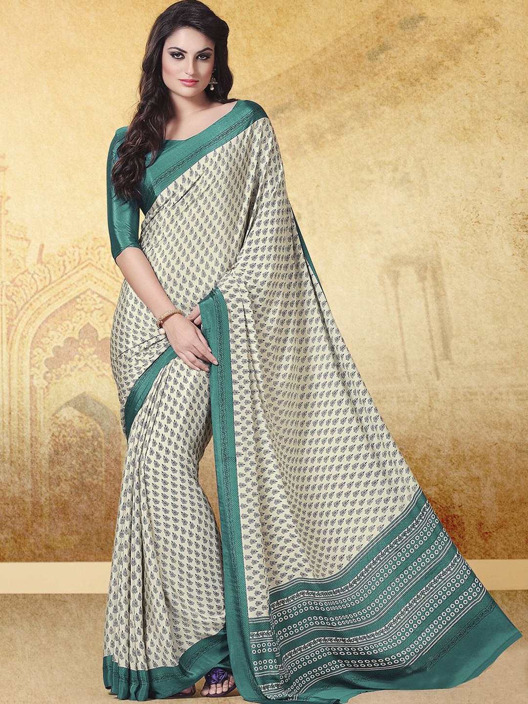 

Anouk Rustic Women Ethnic Printed Bagru Saree, Beige