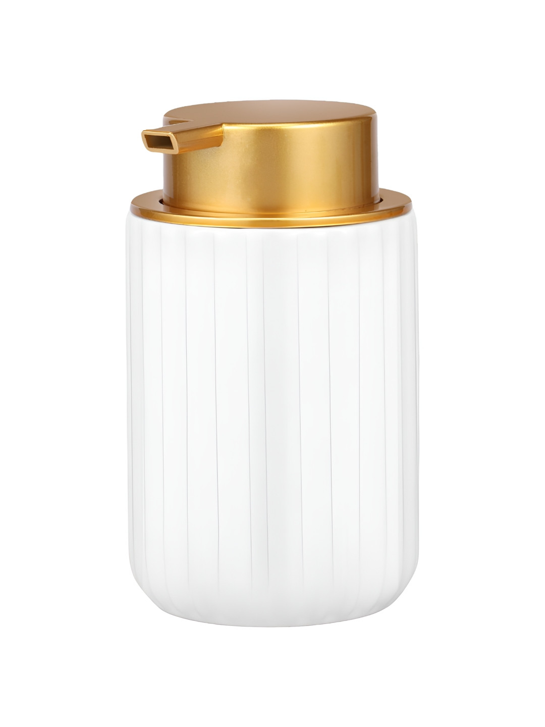 

FabSeasons White & Gold-Toned Ceramic Suction Soap Dispenser 310 ml