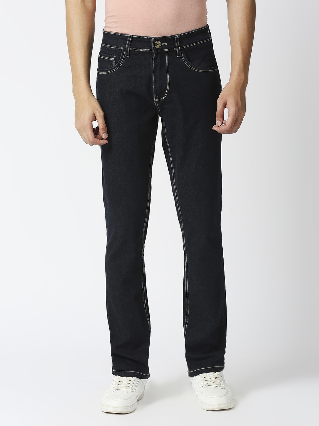 

TCI Men Slim Fit Mid-Rise Cotton Jeans, Black