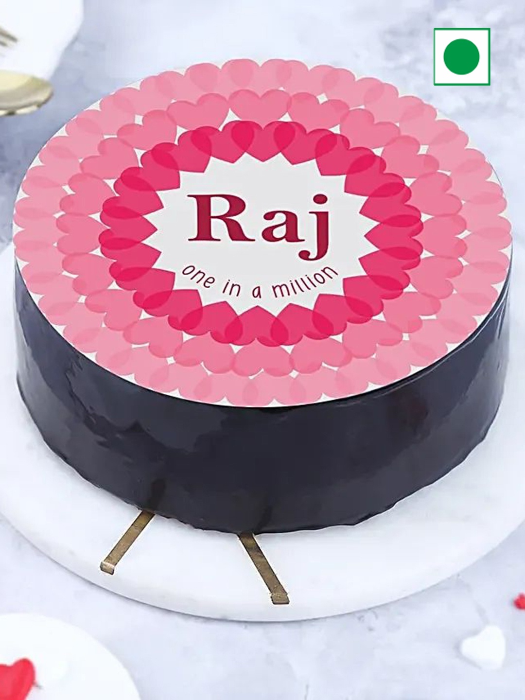 

fnp Personalised Chocolate Flavor Eggless RoundCake500Gm, Brown