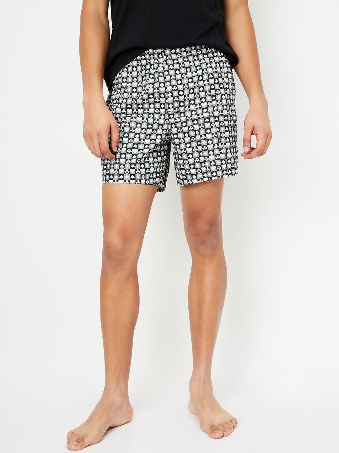 

max Men Printed Cotton Boxers, Black