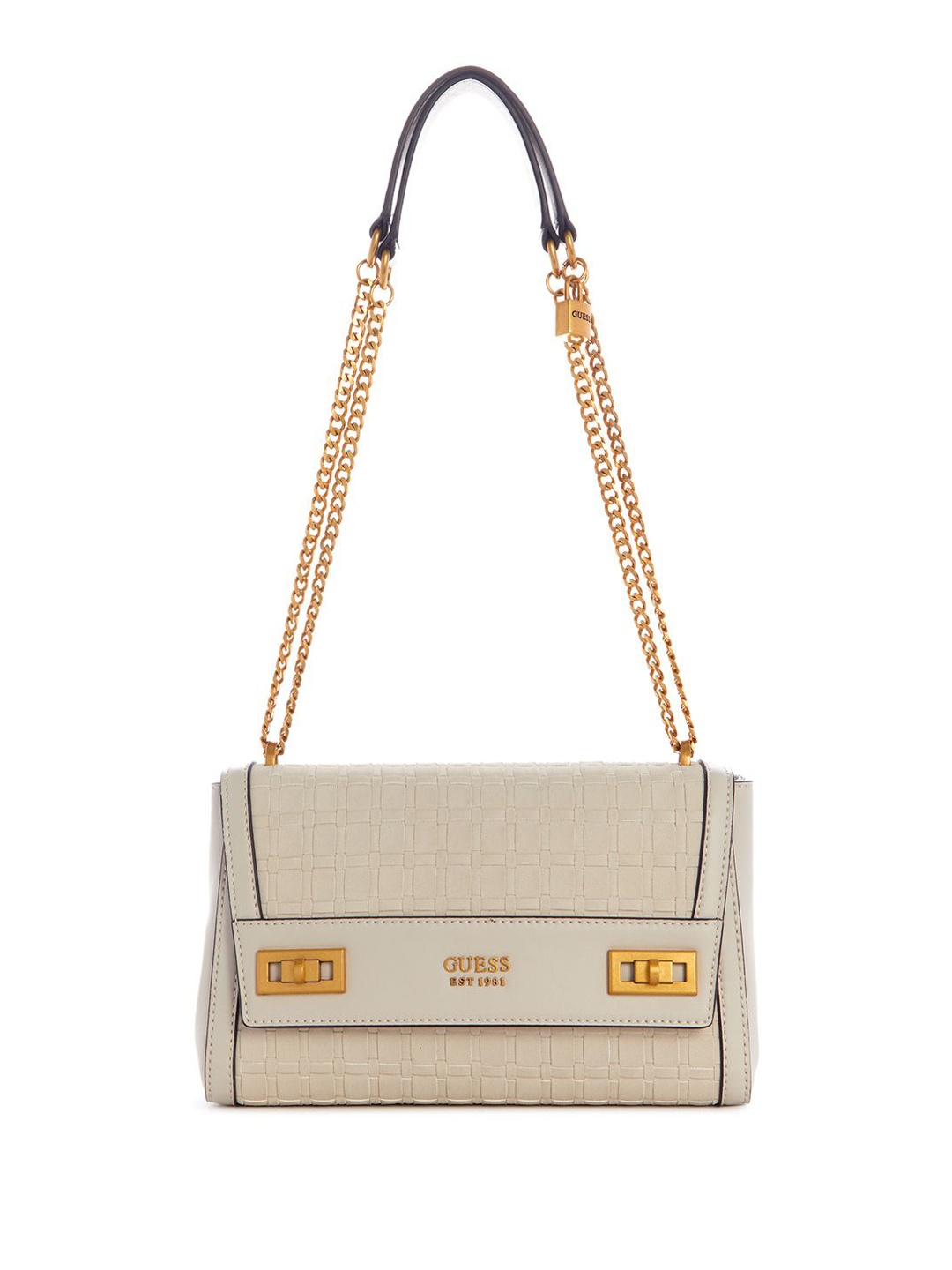 

GUESS Textured PU Structured Shoulder Bag, Beige