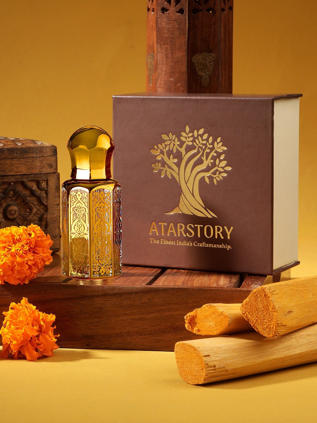 

ATARSTORY Kesar Chandan Best Long Lasting Herbal Alcohol Free Attar 12 ml, Gold