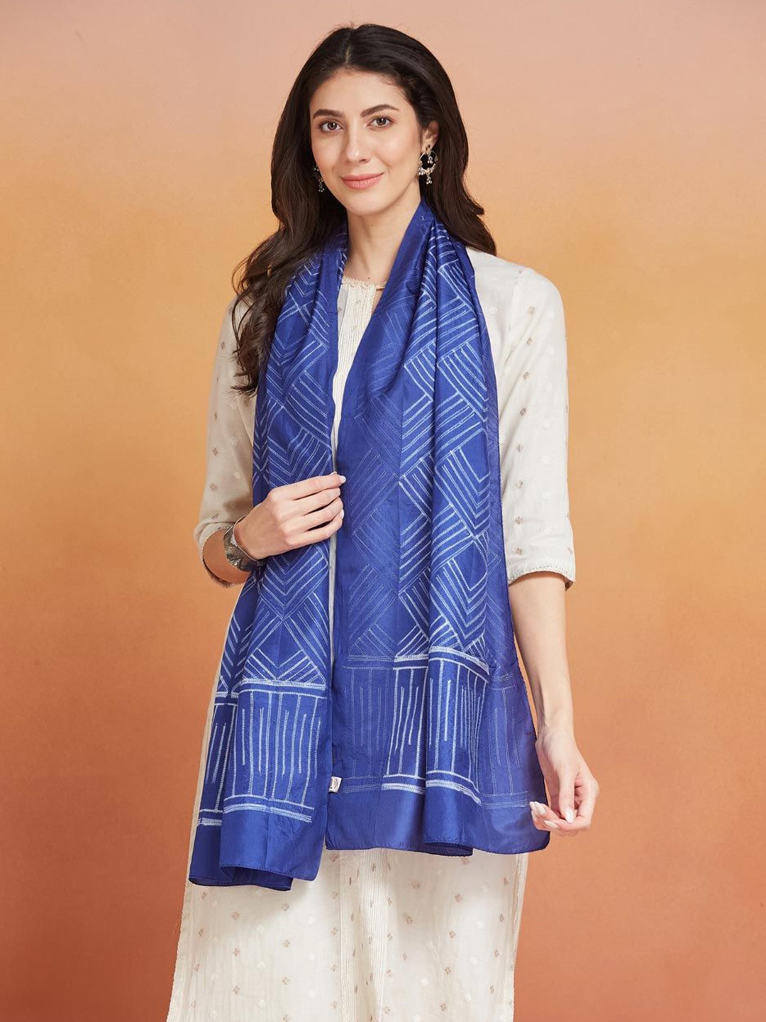 

Fabindia Women Woven Design Stole, Blue