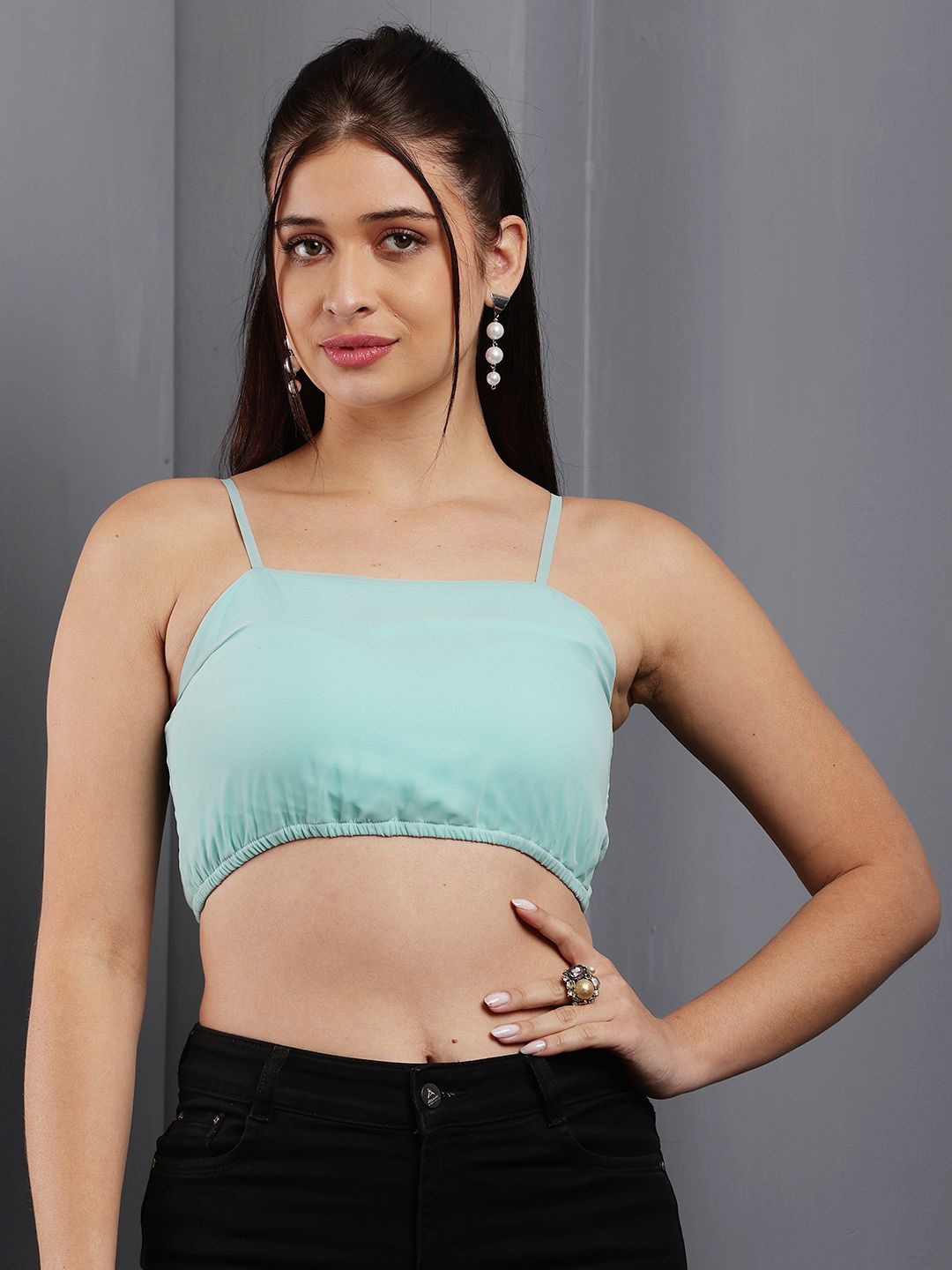 

Tushita Georgette Bralette Crop Top, Sea green