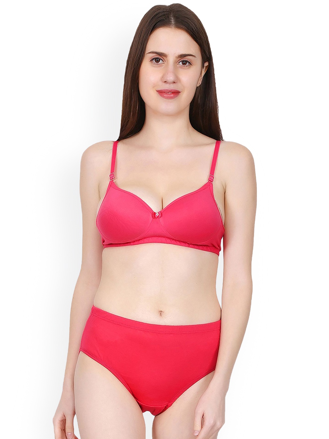 

chia fashions Full Coverage Padded Cups Lingerie Set, Pink