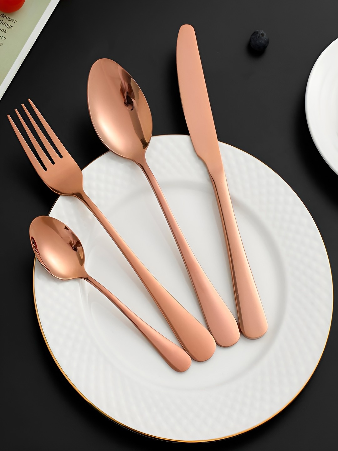 

HOKIPO Rose-Gold-Toned 24 Pieces Stainless Steel Cutlery Set With Luxury Gift box