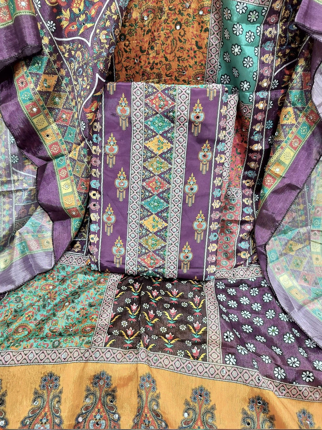 

REET MAHAL Pure Cotton Unstitched Dress Material, Purple