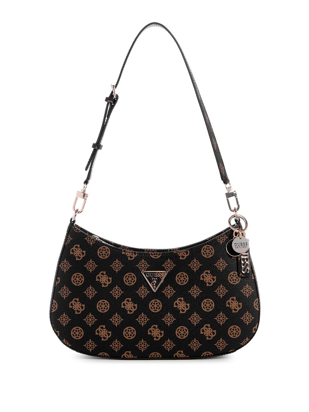 

GUESS Women Brand Logo Printed Structured Shoulder Bag, Black