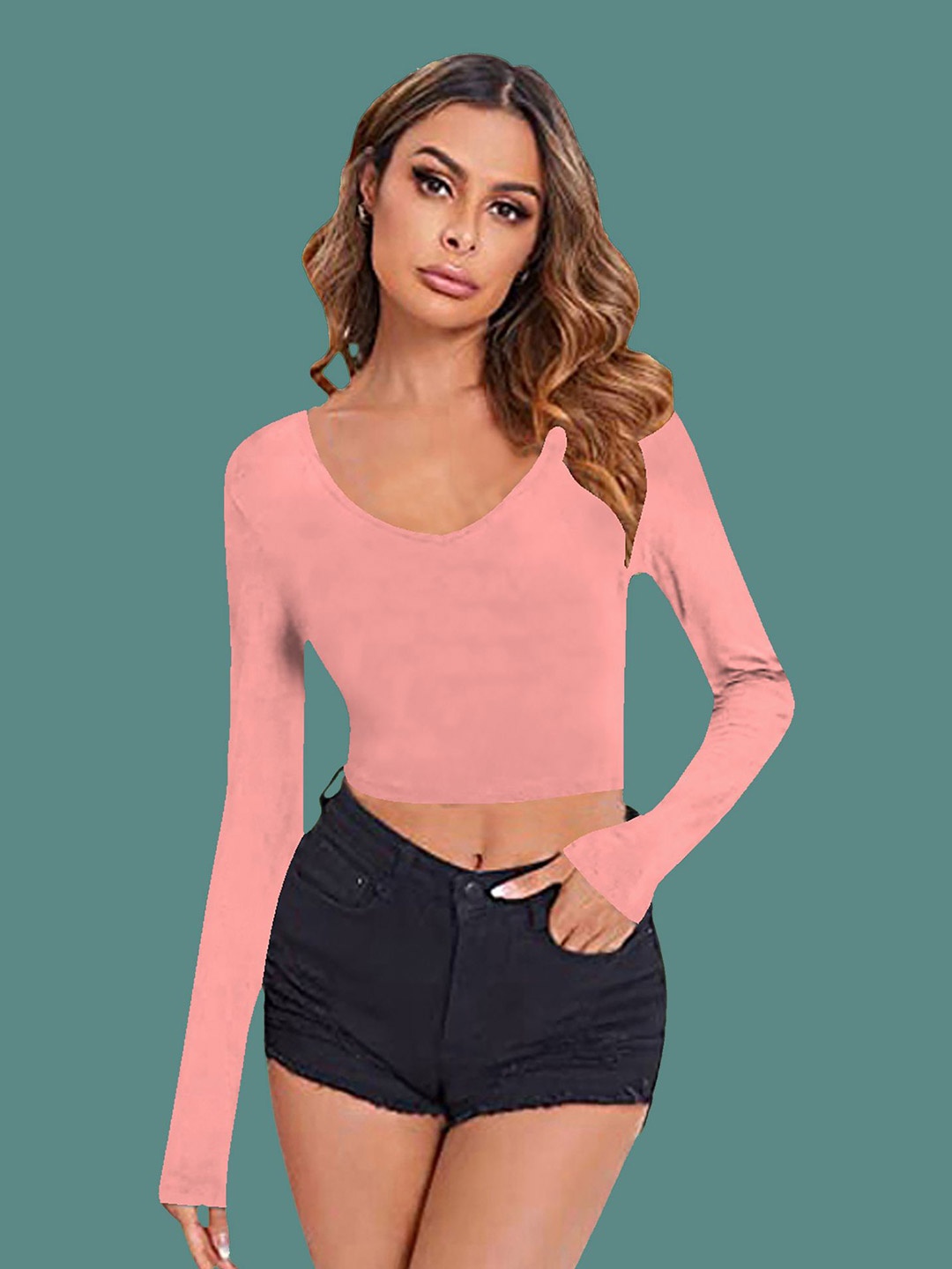 

Dream Beauty Fashion Fitted Crop Top, Peach