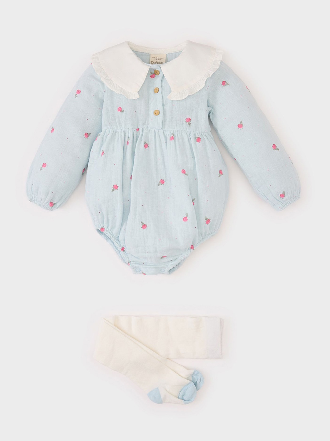 

DeFacto Infant Girls Printed Long Sleeve Bodysuit, Blue