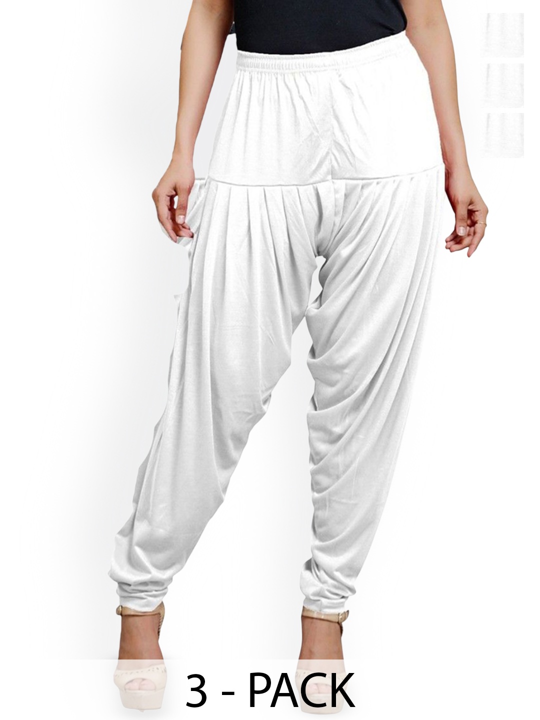 

AFRA GARMENTS Women Pack Of 3 Loose Fit Patiala, White