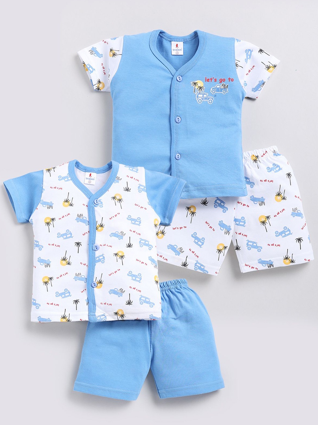 

Annie Boys Printed Shirt with Shorts, White