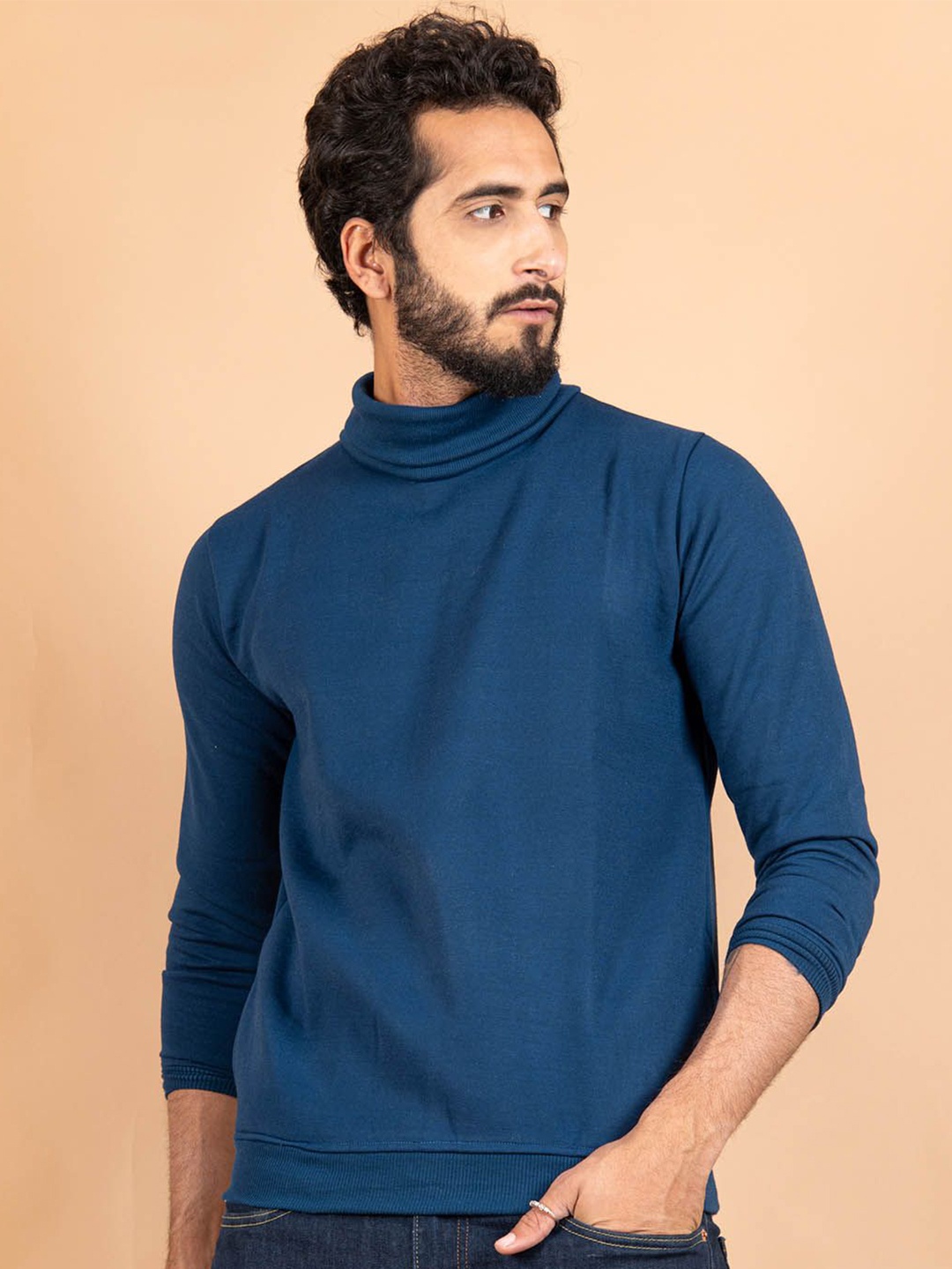 

Tistabene Men Turtle Neck Pullover Sweatshirt, Blue