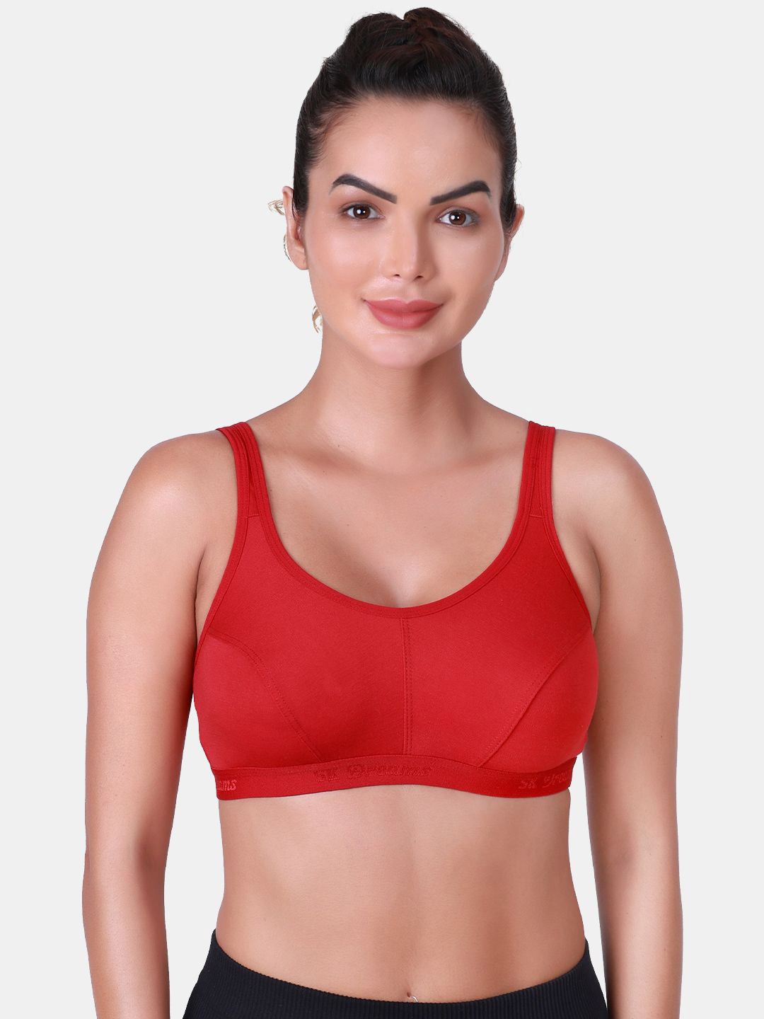 

SKDREAMS Cotton Seamed Non Padded Full Coverage Non-Wired Women Sports Bra, Maroon