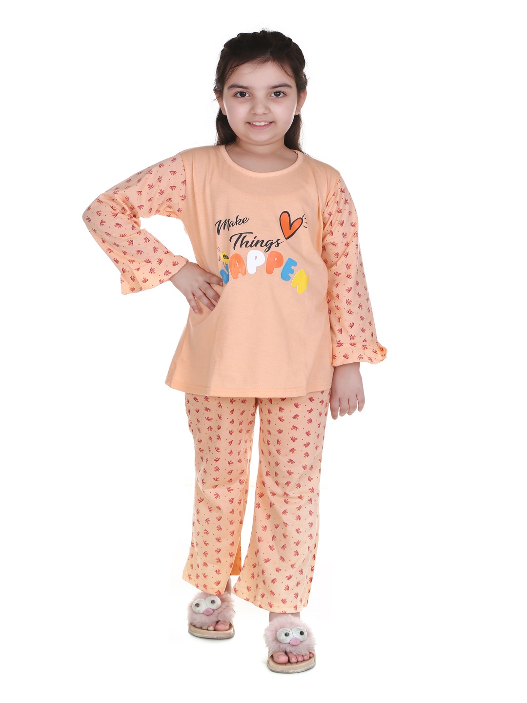 

MMShopy Unisex Kids Printed Night suit, Orange