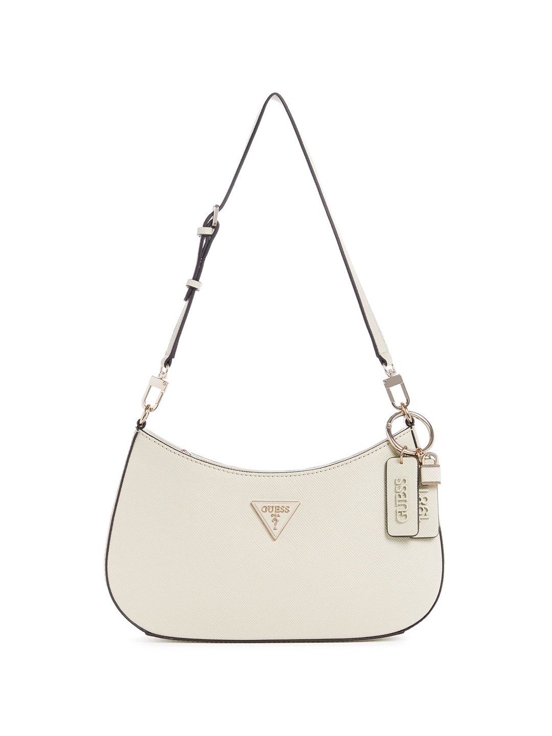 

GUESS Women Textured Structured Shoulder Bag, Beige