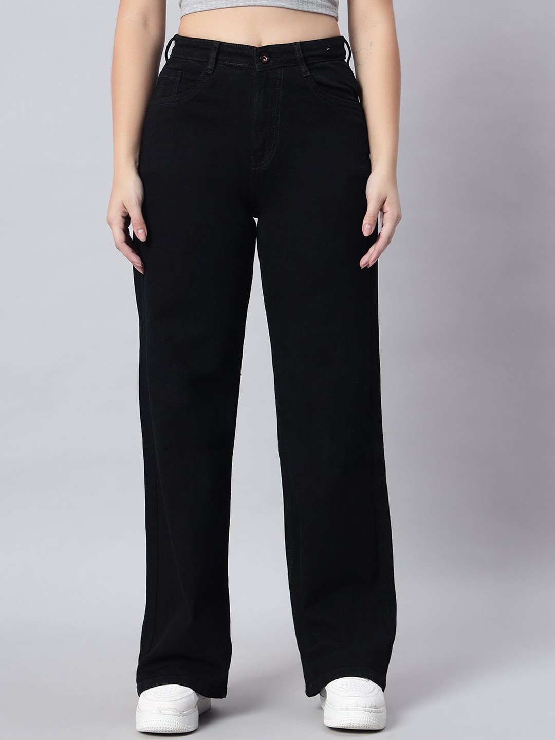 

AECK Women Original Straight Fit Jeans, Black