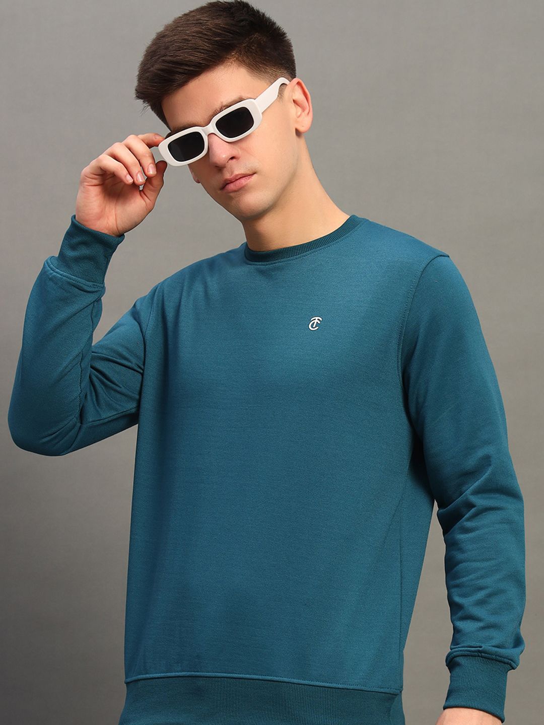 

THE CASUALS Men Round Neck Pullover Sweatshirt, Navy blue