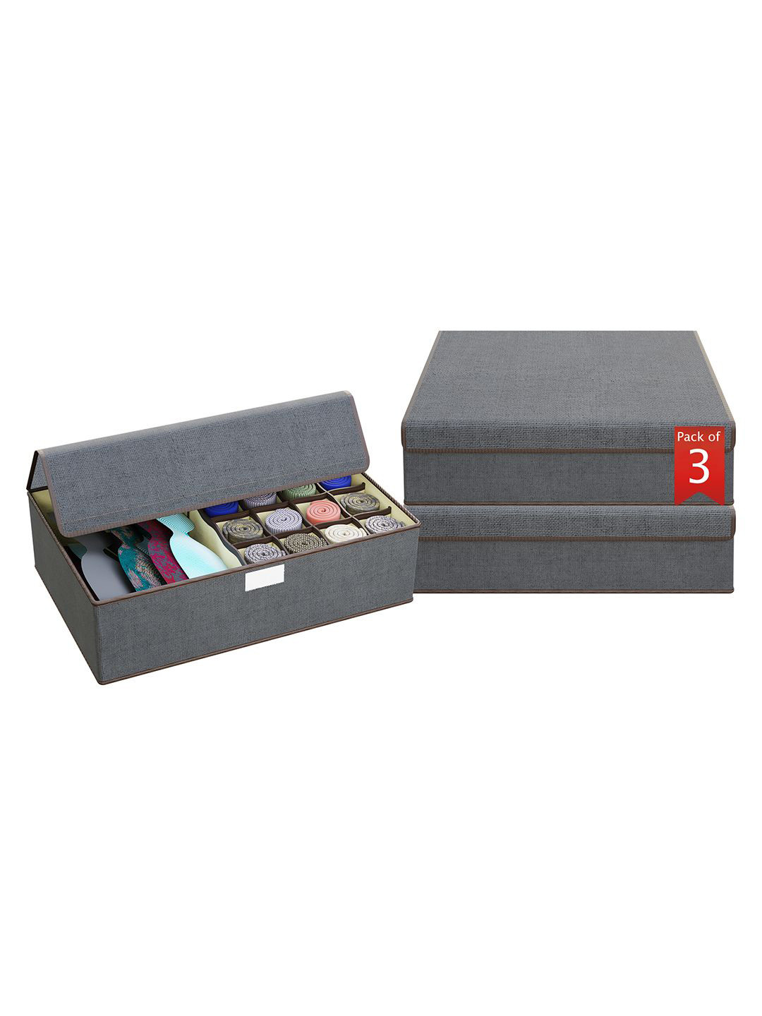 

Kuber Industries Grey 3 Pieces Regular Drawer Organisers