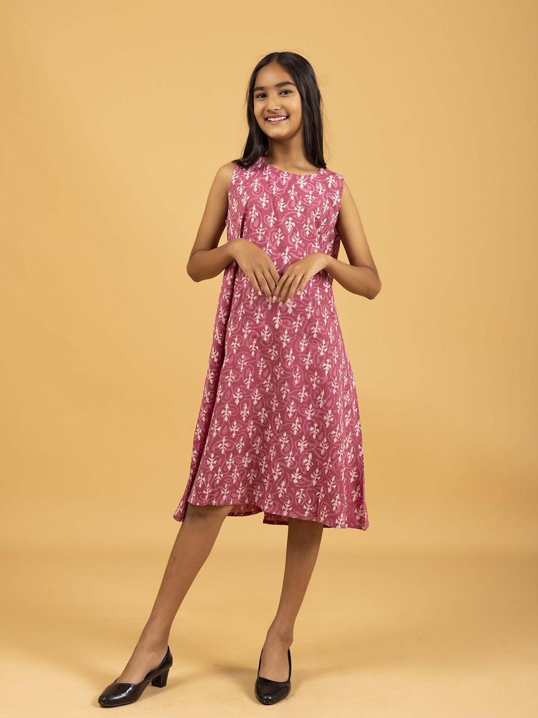 

SPARSA Ethnic Motifs Print A-Line Dress, Pink