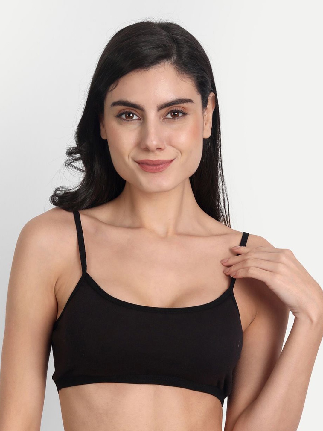 

Aimly Women Pack of 2 Non Padded Cotton Full Coverage Bra, Black