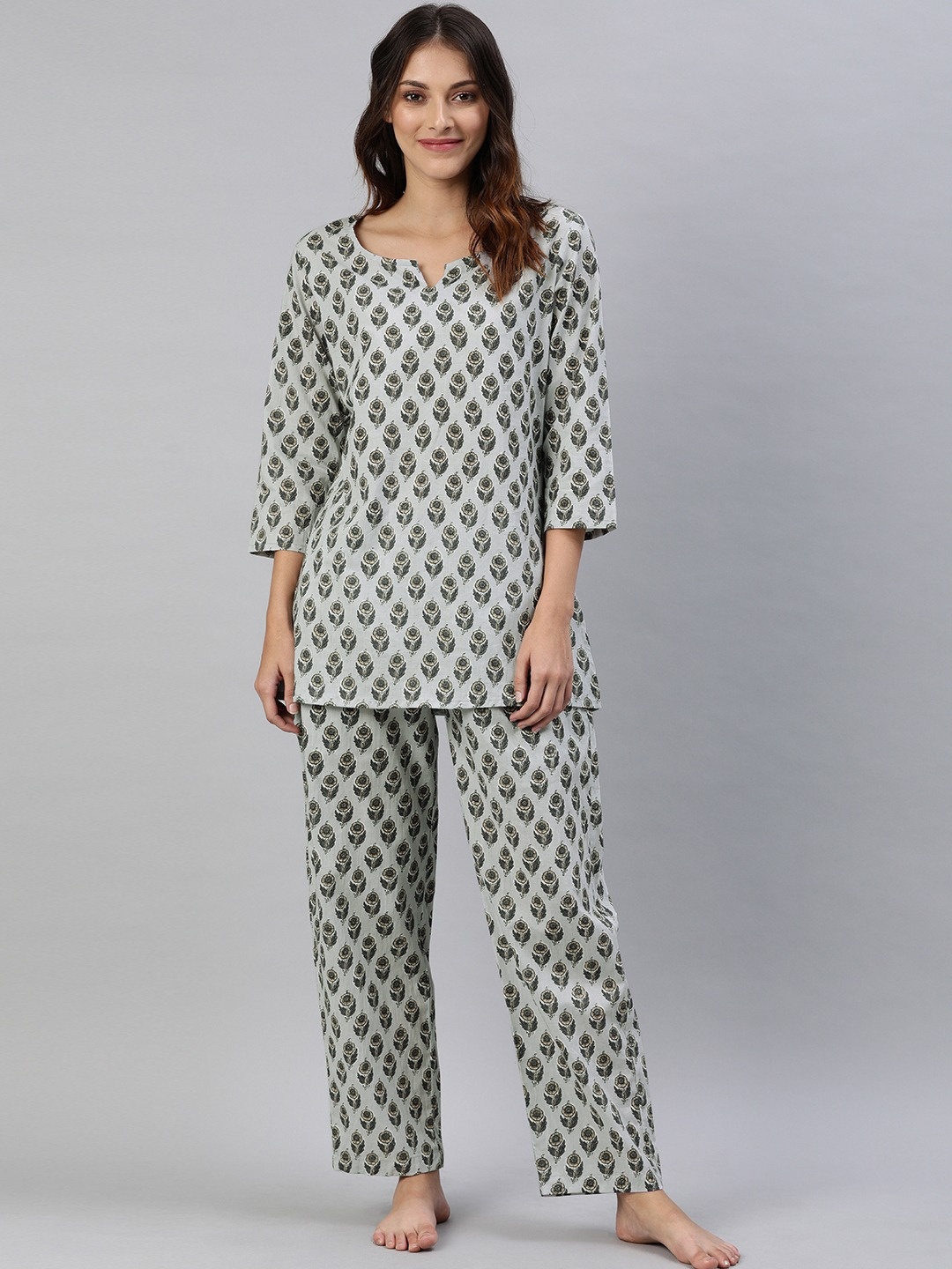 

Chandbaali Women Printed Night suit, Grey