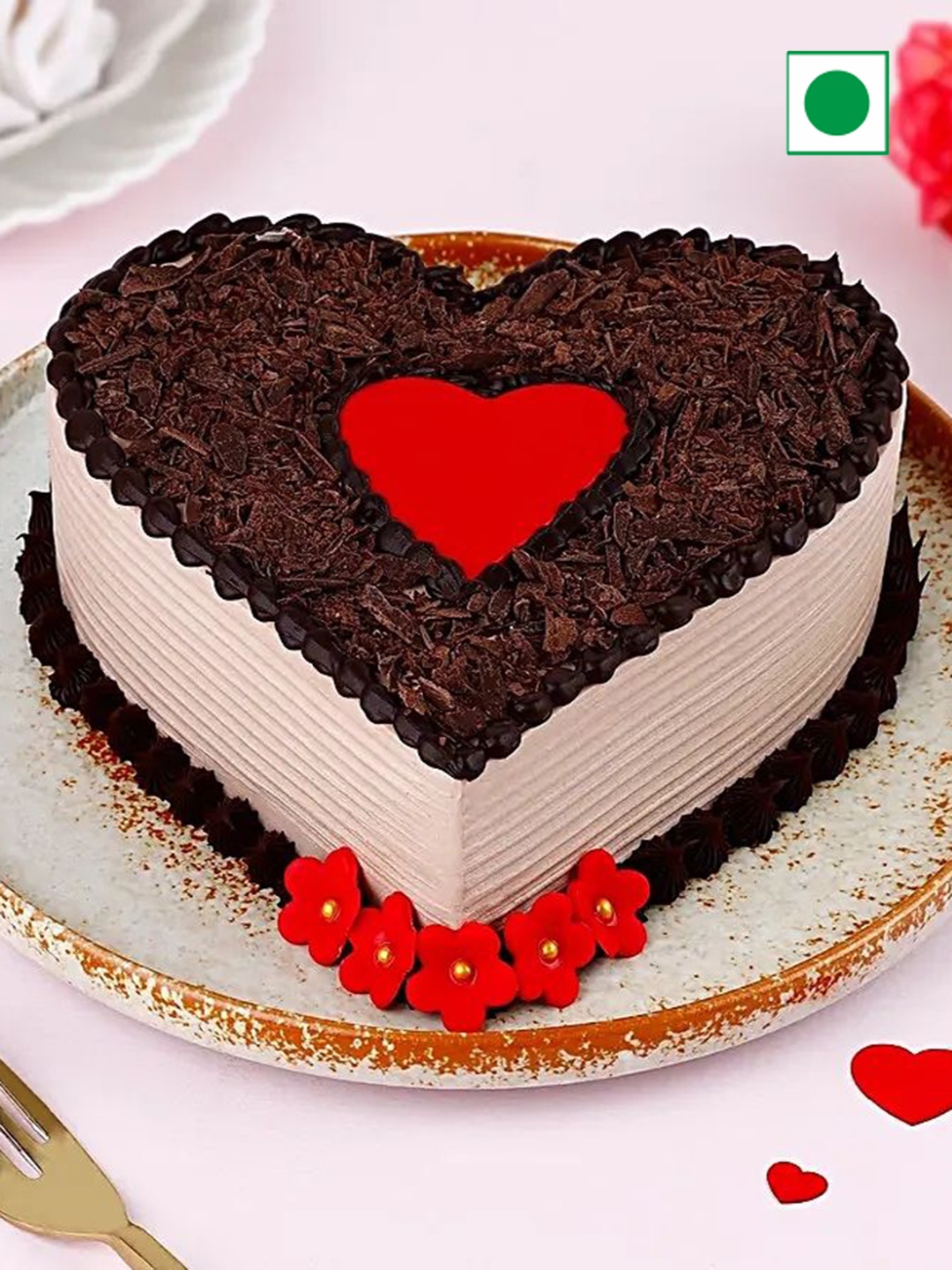 

fnp Chocolate Flavor Eggless Heart Cake-500g, Brown