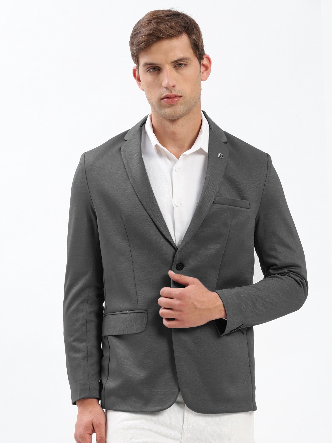 

SHOWOFF Slim-Fit Single-Breasted Casual Blazer, Grey