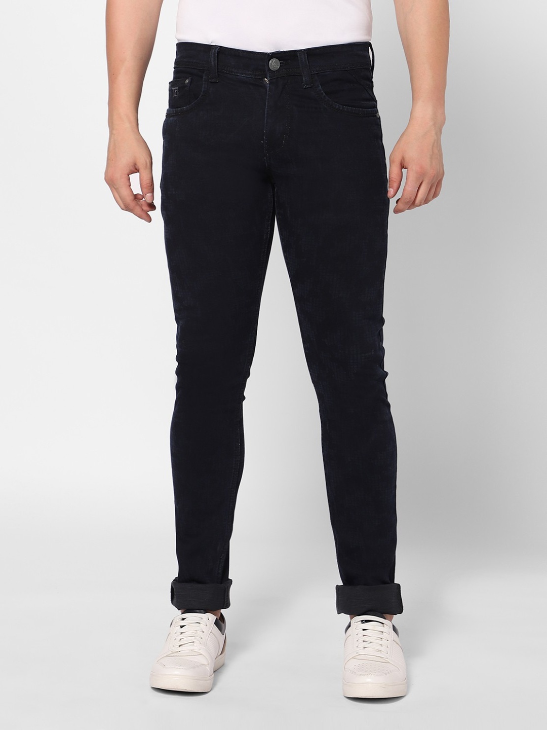 

TCI Men Slim Fit Mid-Rise Cotton Jeans, Navy blue