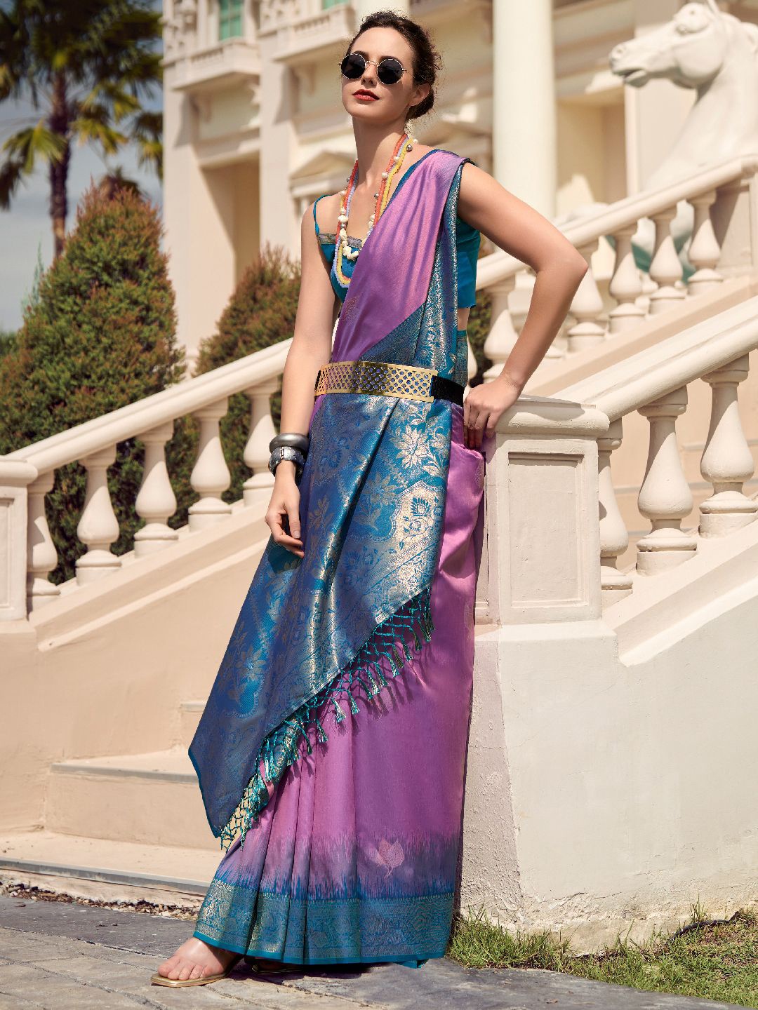 

LeeliPeeri Designer Woven Design Zari Saree, Lavender