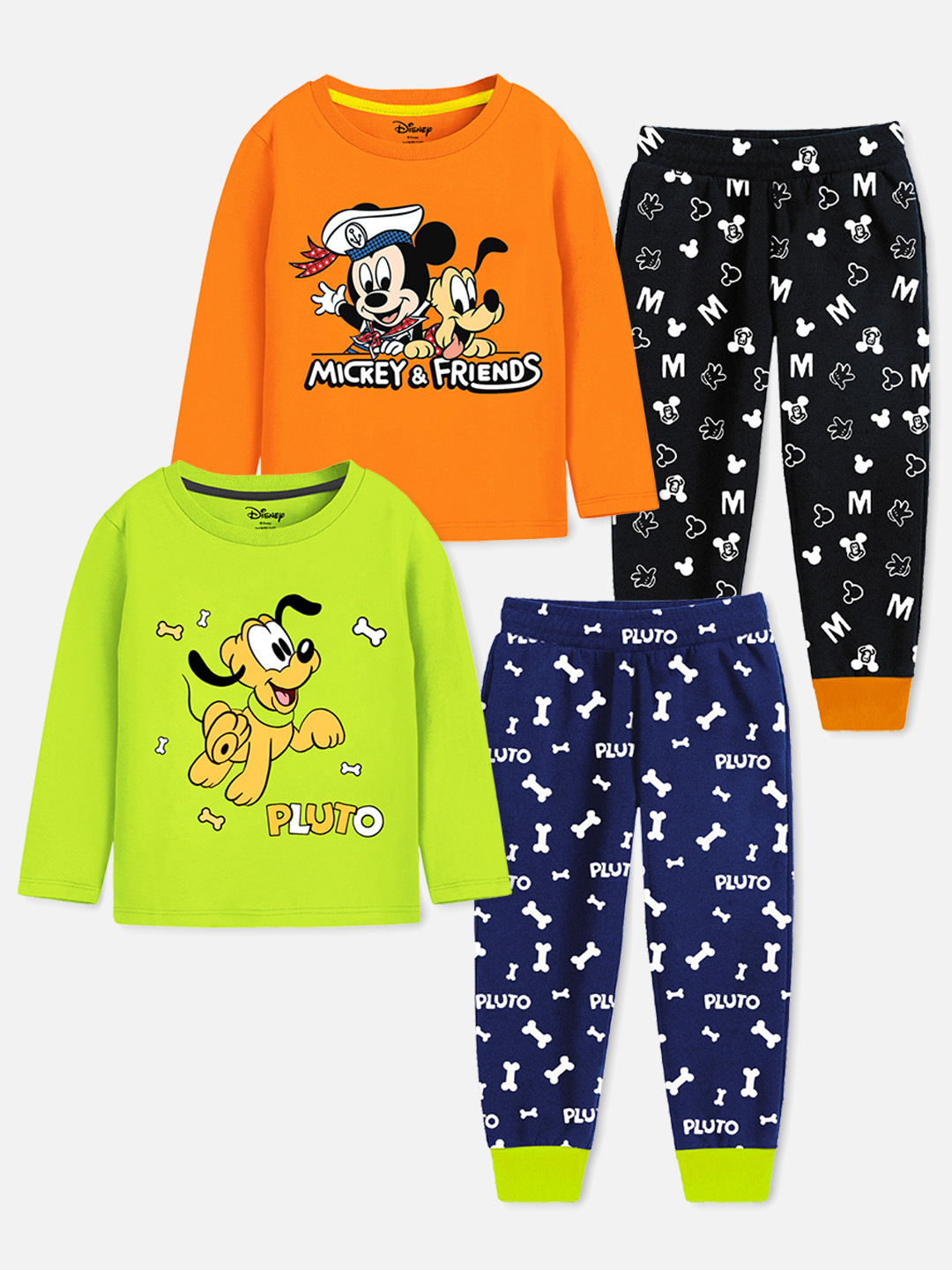 

Disney By Miss and Chief Boys Pack Of 2 Mickey & Friends Printed Nightsuit Set, Green