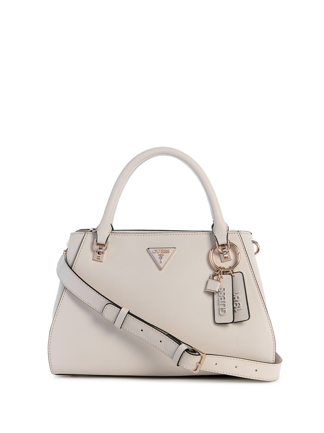 

GUESS Women Textured Structured Handheld Bag, Beige